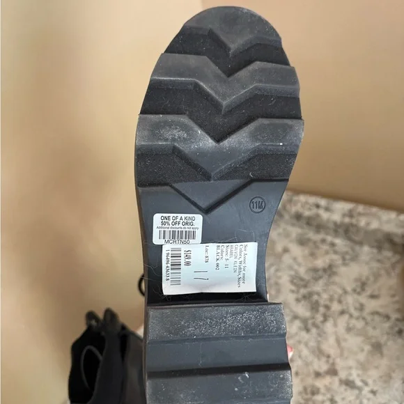 Calvin Klein Black Lace-Up Moto Boots - Picture 5 of 5